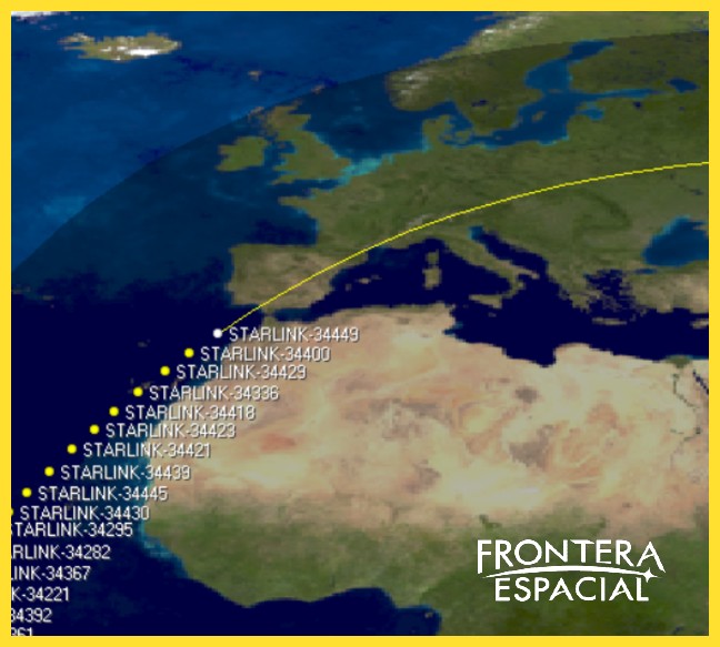 FronteraSpacial's tweet image. 🇪🇸🛰️ ¡OJOS AL CIELO PARA ESPAÑA! 👀
Este sábado, pasará sobre la península el TREN STARLINK de la misión Starlink 10-18, con 28 satélites en fila. ¡Un gran fenómeno en el cielo! Ocurrirá entre 23:24-23:46 hora local.

¡COMPARTE! 🔁❤️