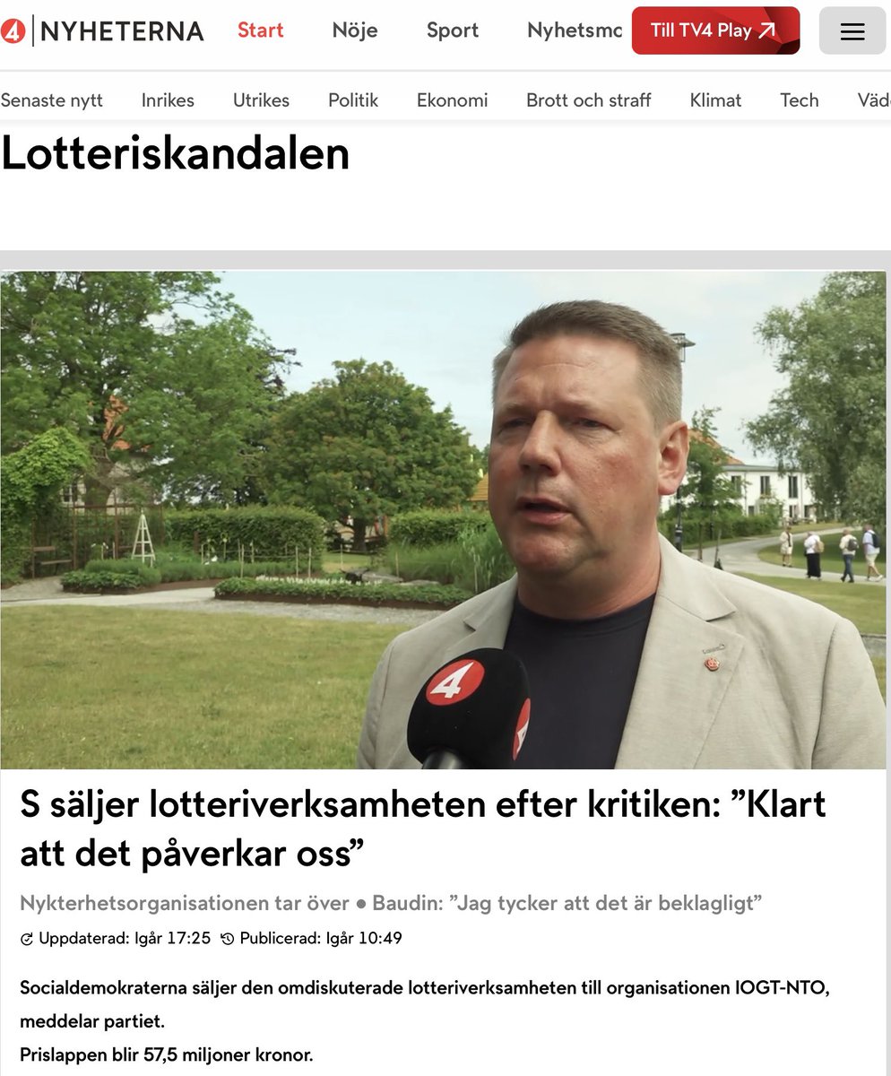 moderatkarlsson's tweet image. S säljer sitt lotteri till IOGT-NTO för 57,5 miljoner kr.
IOGT-NTO har fått miljonbidrag från ForumCiv, finansierat av Sida.
När biståndspengar cirkulerar mellan föreningar och ett partis kampanjkassa urholkas tilliten.
Det här måste granskas.