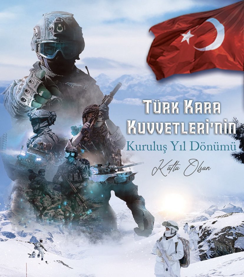 Şanlı zaferlerle dolu 2234 yıllık bir tarihe sahip olan Türk Kara Kuvvetlerimizin kuruluş yıl dönümünü en kalbî duygularımla tebrik ediyorum.

Türk Silahlı Kuvvetlerimiz ile Kara Kuvvetlerimizin kahraman mensuplarını saygıyla selamlıyor, şehitlerimizi minnetle yâd ediyorum. 🇹🇷
