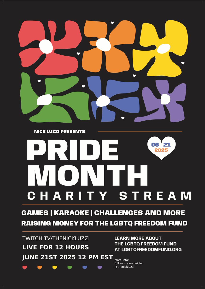 The 12 hour pride month charity (that was originally scheduled for last week) stream is live!!!! Raising money for <a href="/LGBTQ_Freedom/">LGBTQ Freedom Fund</a>!!! Come hang out and raise money for a good cause! Twitch.tv/thenickluzzi <a href="/AspireGamingLLC/">Aspire Gaming, LLC</a>