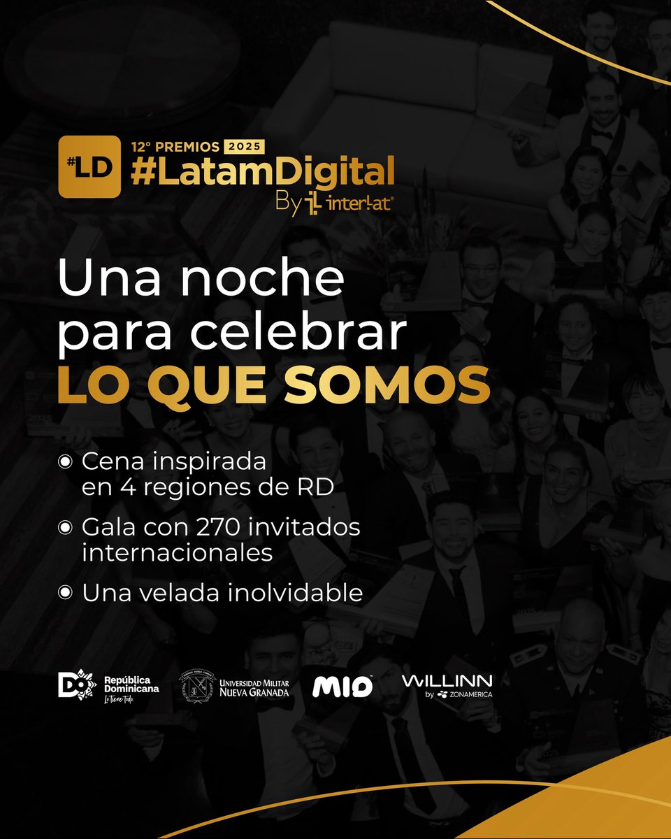 _LatamDigital's tweet photo. El broche de oro fue una noche cargada de cultura, sabor y reconocimiento.

Los #LatamDigital2025 celebraron lo mejor del talento regional con una gala a la altura de la ocasión.

Gracias por acompañarnos hasta el último aplauso.

#GalaLatamDigital #OrgulloLatino #Interlat https://t.co/gF8CEP4cUp