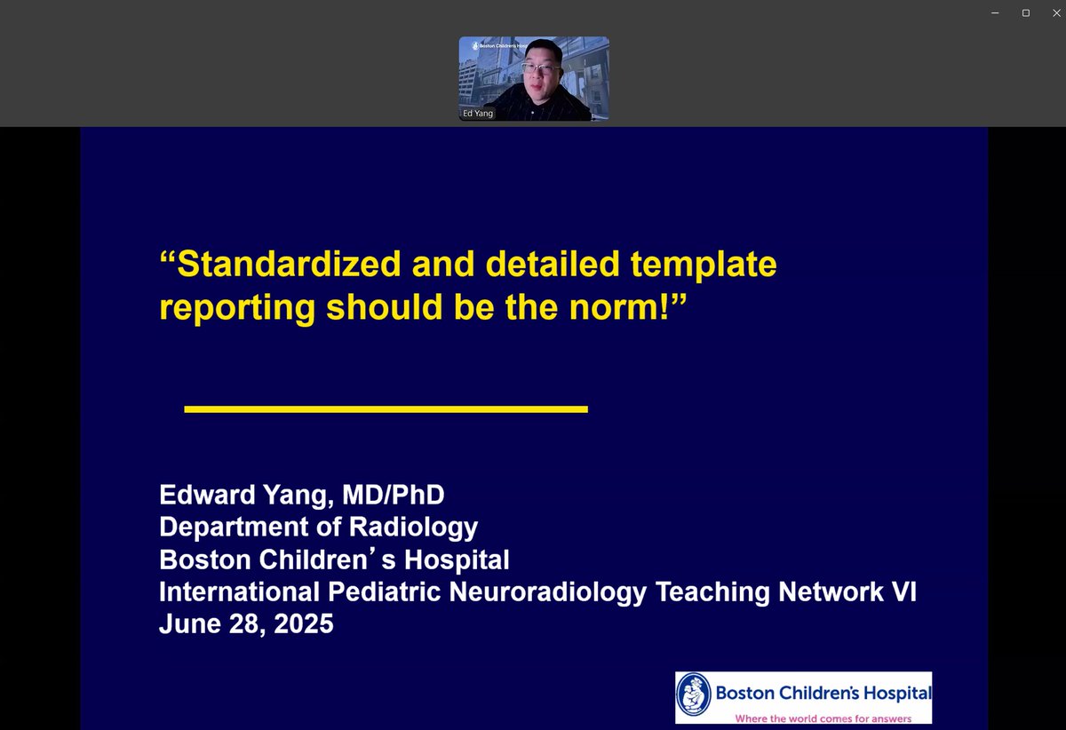 IPNTN: Dr. Edward Yang from <a href="/BostonChildrens/">Boston Children's</a> kicking us off with definitions and literature on structured radiology reporting. 

Literature on structured reports surprisingly scarce! 

Insights from working in a stand-alone children’s hospital that never sleeps!

#ASPNR26
