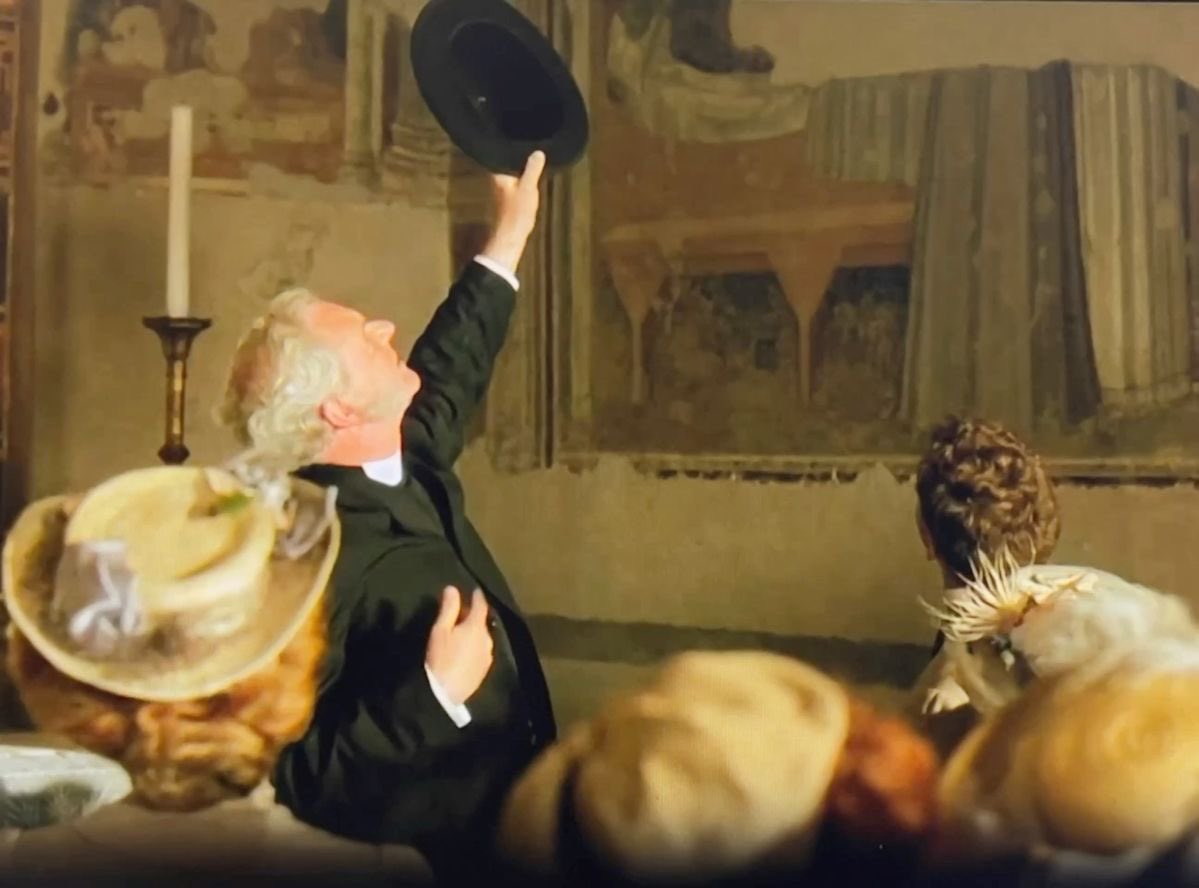 Mr Eager’s overzealous tour guiding has, regrettably, triggered a mosh pit in front of the Giottos.