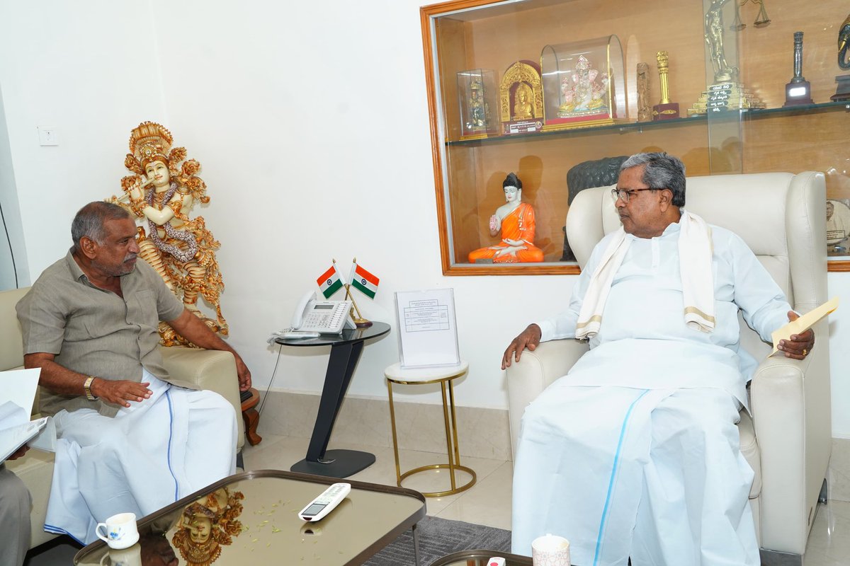 Former Minister and BJP leader J C Madhuswamy met <a href="/CMofKarnataka/">CM of Karnataka</a> <a href="/siddaramaiah/">Siddaramaiah</a> at his official residence this evening. Madhuswamy is known for his sharp speeches in the Legislative Assembly.