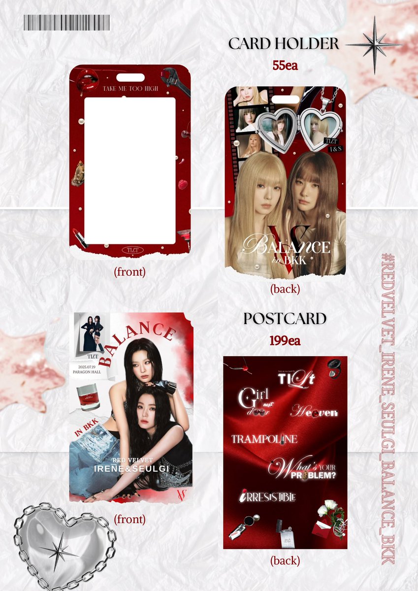 *✶  🎀  ɢɪᴠᴇᴀⓦᴀʏ 🎀  ✶* w/<a href="/minipizen/">𝒦．𝒪ℋ♐︎ ㋛</a> 

𝙿𝚘𝚜𝚝𝚌𝚊𝚛𝚍 𝟷𝟿𝟿𝚎𝚊
𝙲𝚊𝚛𝚍 𝚑𝚘𝚕𝚍𝚎𝚛 𝟻𝟻𝚎𝚊

📍𝙻𝚘𝚌𝚊𝚝𝚒𝚘𝚗: 𝙿𝚊𝚛𝚊𝚐𝚘𝚗 𝚑𝚊𝚕𝚕 
🗓️𝙳𝚊𝚝𝚎: 𝟷𝟿/𝟶𝟽
⏱️𝚃𝚒𝚖𝚎: 𝚃𝙱𝙰

#IRENE #SEULGI 
#RedVelvet_IRENE_SEULGI_BALANCE_BKK

designed by <a href="/chicherries_ds/">รับออกแบบ ; chi-cherries.design🍒</a>