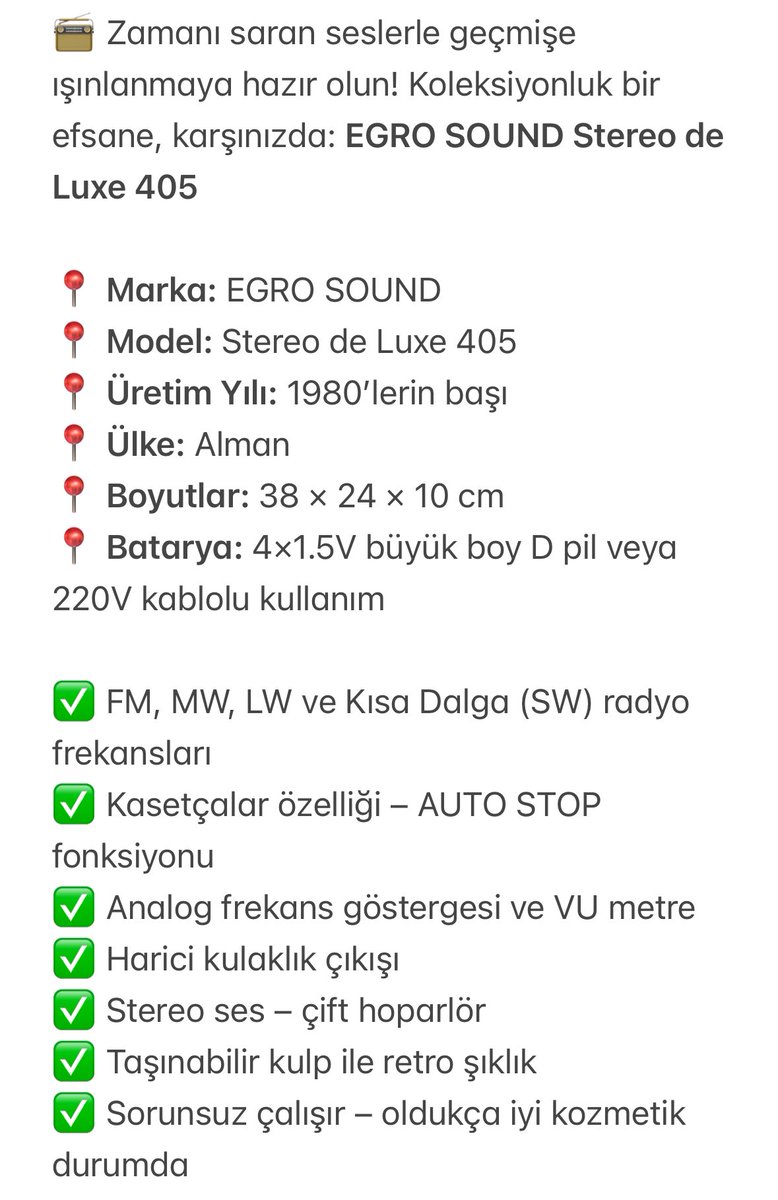 🎶 Antika Sanat Evimiz’de Nostaljiye Yolculuk: EGRO SOUND Stereo de Luxe 405! 🎶

#antika #kasetçalar #egrosound #stereodeluxe405 #radyosever #retro #vintage #koleksiyon #denizli #antikasanatevi #nostalji