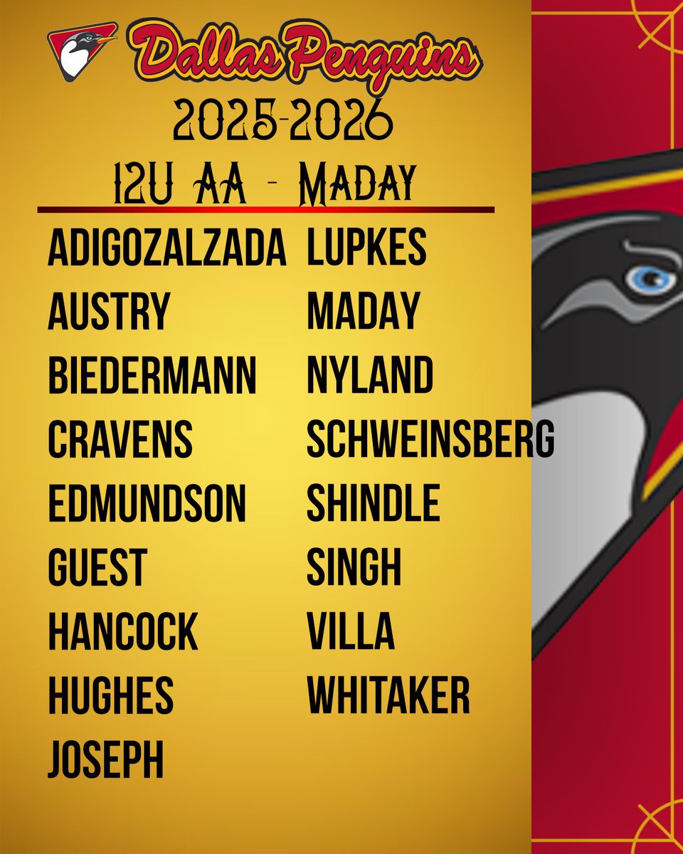 DallasPenguins's tweet photo. Welcome to #PensNation, 12UAA! ❤️🖤💛 https://t.co/736eYDzhtA