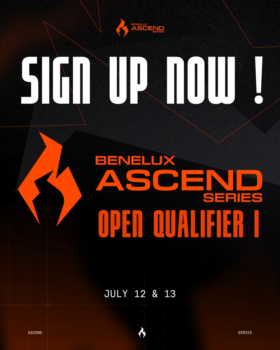 Registrations for the Benelux Ascend Series: Open Qualifier I are now open! 🔥
This is your chance to face the best teams in the Benelux and secure a spot in an Up &amp; Down match for the Road of Legends. 
➡️play.toornament.com/en_US/tourname…