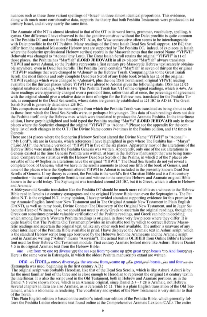 ReneeTschuss's tweet photo. No, I wish I had a research app!! 😁

Early February, I was trying to find the oldest Bible, one that was not circulated amongst the Roman Empire and one the Masorites hadn’t touched, as it was buried in the dirt throughout this time & preserved.

The best version I found is the Peshitta Syriac. 
Here’s a few screenshots I saved from actual Bibles’s “introduction” that was on their online website, where you can buy it. There’s more pages to this intro.. fyi.
https://t.co/a4mdiqFcH8