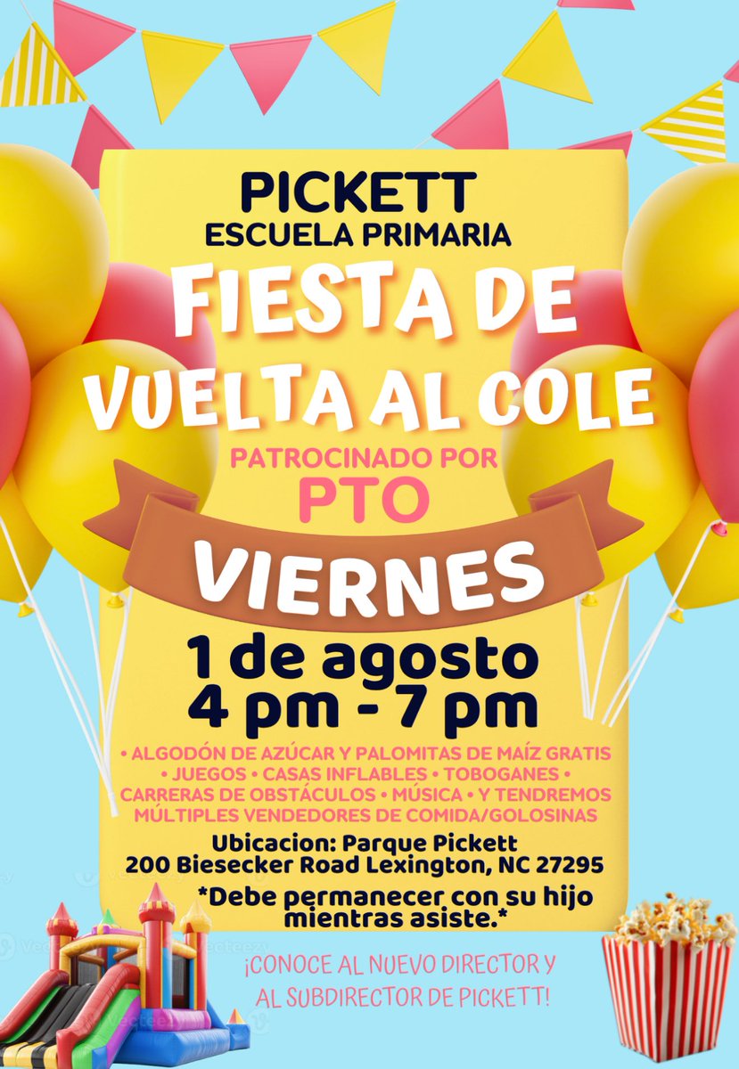 PESJackets's tweet photo. 🎉Join Us for Pickett’s Title I Back-to-School Bash! 🧡Sponsored by our amazing PTO!💙

Come out for fun, food, games, and important school information as we kick off a great year together. We can’t wait to see you there!
@LCSJackets @nakiahardy @leighjones23 @BruceCarrollEDU https://t.co/maCDrQ4TlQ