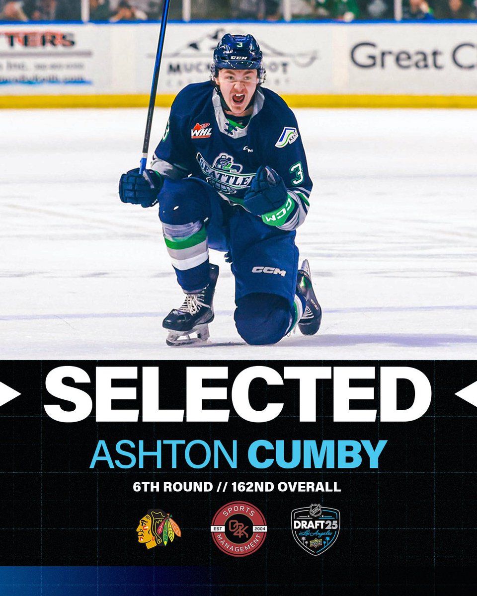 O2K Sports Management (@o2ksports) on Twitter photo The Windy City calls! Congratulations to O2K client Ashton Cumby on being drafted by the <a href="/NHLBlackhawks/">Chicago Blackhawks</a> in the 6th round of the 2025 @nhl entry draft!
#Blackhawks #NHLDraft The Windy City calls! Congratulations to O2K client Ashton Cumby on being drafted by the <a href="/NHLBlackhawks/">Chicago Blackhawks</a> in the 6th round of the 2025 @nhl entry draft!
#Blackhawks #NHLDraft