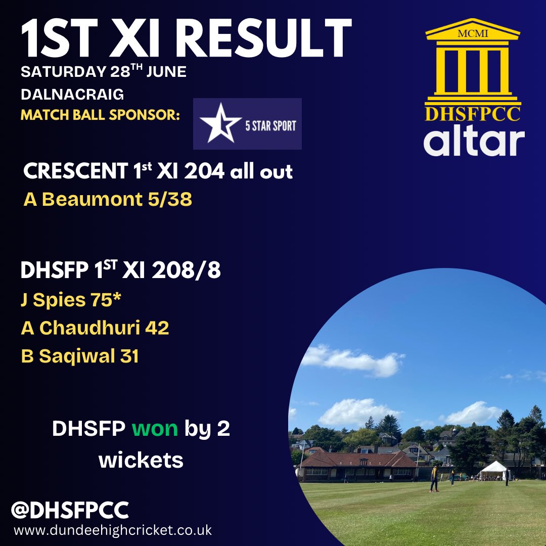 Important win for the 1st XI at Dalnacraig today #CODH