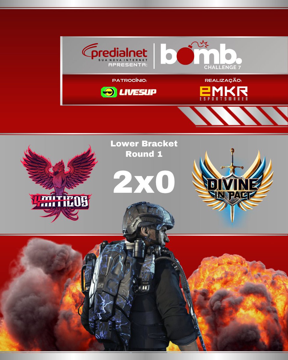 Esportsmaker's tweet photo. Acompanhe como ficaram os placares da Lower Bracket do Round 1 do Bomb Challenge 7, apresentado pela @Predialnet e também patrocinado pela @livesup_me!

@WoohooGame #games #esports #codmobile #callofdutymobile #bombchallenge https://t.co/CmGnzAwe0d