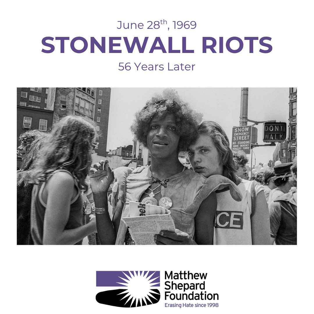 56 years ago, the stonewall riots founded what we now know as pride month. On this anniversary we remember that pride began as a protest to #EraseHate