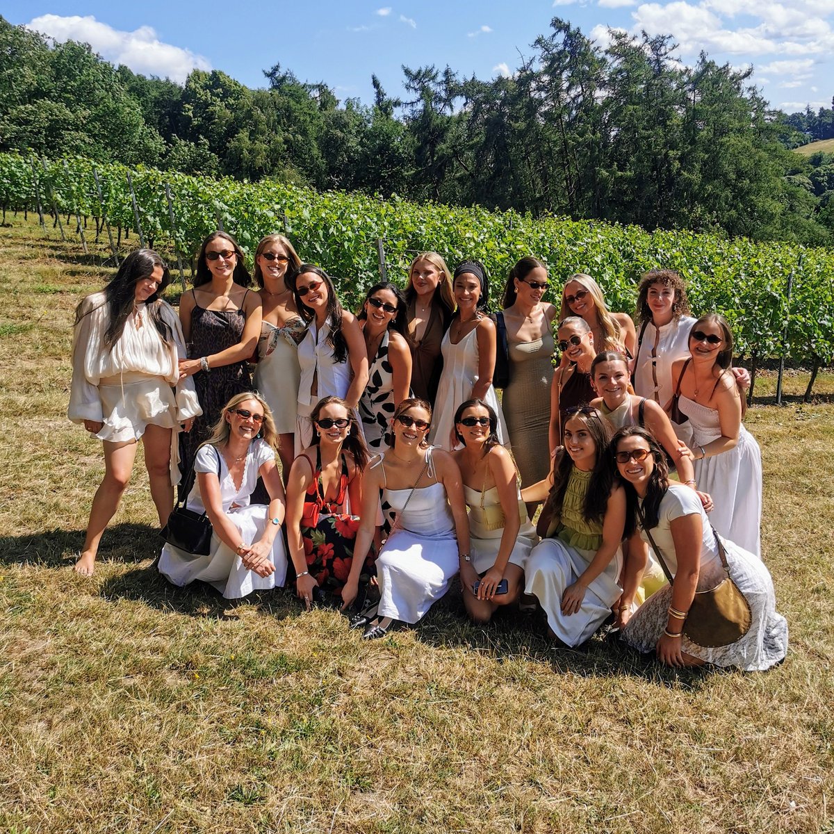 Cassie brings a minibus full of fabulous friends for a vineyard birthday party.