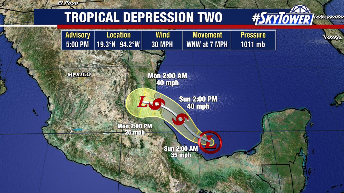 Update: Tropical Depression Two has officially formed in the Bay of Campeche.

Some strengthening is expected before it makes landfall in Mexico, likely as a tropical storm. If it reaches that status, it would take the name “Barry”.

This system is no threat to Florida. #flwx