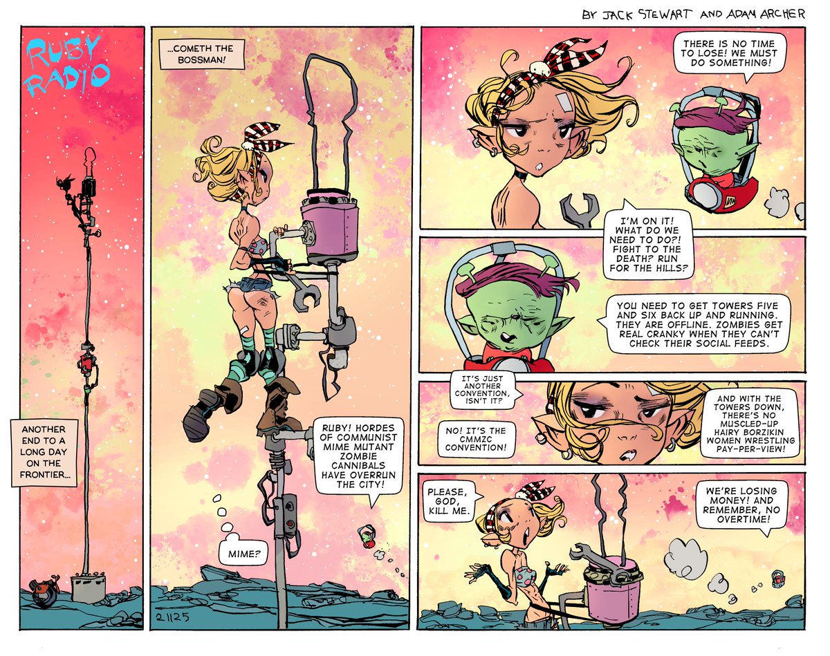 Jack_Stewart's tweet image. Here they come!  

Communist Mime Mutant Zombie Cannibals!  

#RubyRadio 

#GalacticComics

Making Single Shot Comics with @AdamArcherArt!  

Don't you judge.