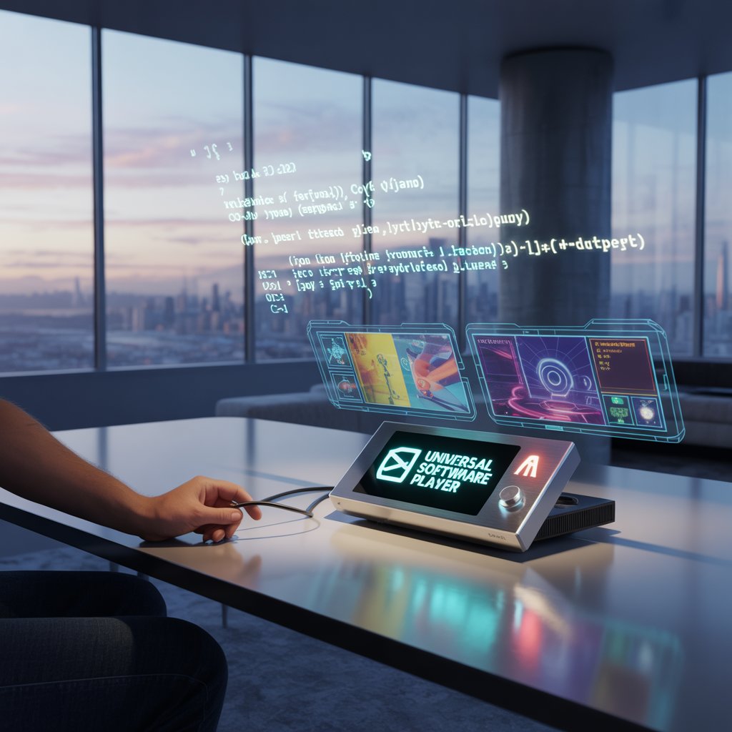 The dawn of AI could bring us a  universal software player(USP).

Just plug and play any software coded in any language. This would be so cool!
#software #ai #ArtificialIntelligence #coding