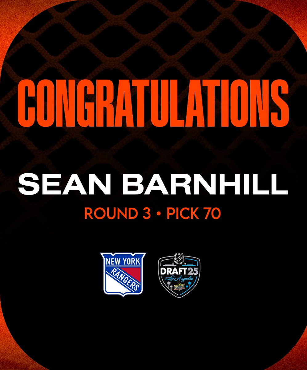 Congratulations to former Clipper Sean Barnhill on being selected 70th overall by the New York Rangers!

#BleedOrange