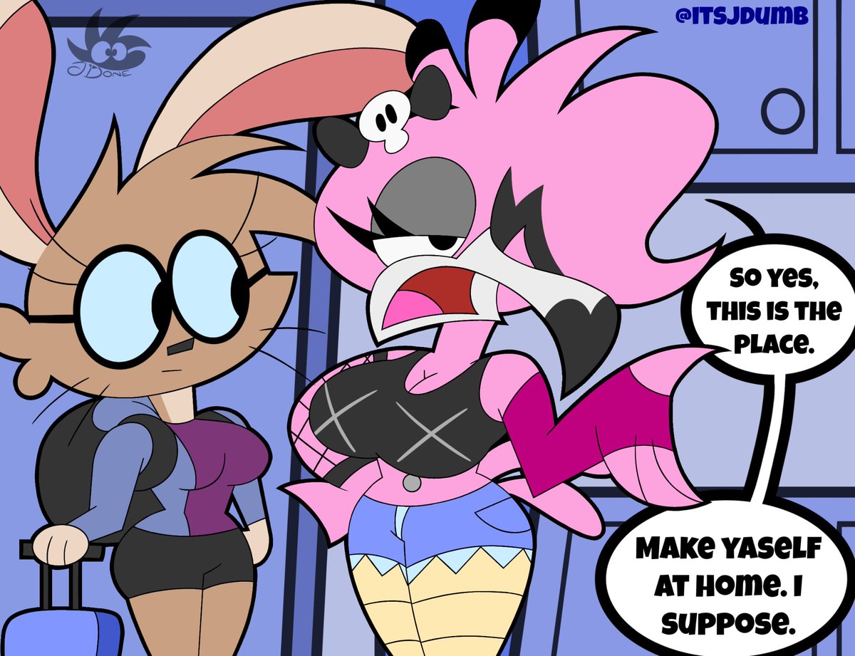 JDone_13's tweet photo. [Flashback] Sarena meets Flamma!

#Sarena #bunnygirl #Flamma #birdgirl #ocs https://t.co/XlrCdPjIpZ