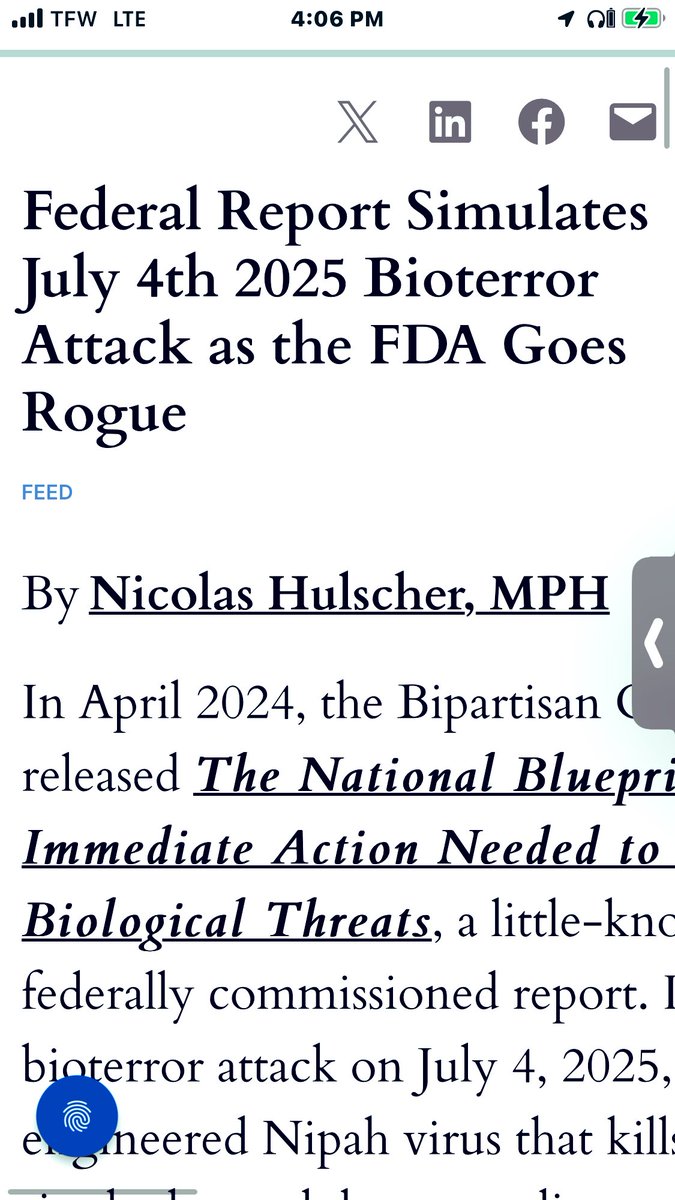 MonaElizabeth56's tweet photo. 🚨July 4, 2025 -As Event 201 pandemic was simulated for Covid, it looks like we have another one “scheduled” for this year.
The federal report simulation kills 280,000 and infects 400,000 in a single day- in addition to the 200,000 dead and 600,000 sickened animals.
It also k!lls some in congress, in allied nations, sickens animals in rural communities etc. The virus is called Nipah.
We also have the same type of war games that happened before Covid, starting in early July. 🤔😅
Buckle up. It’s looking like it’s going to be a very interesting summer.
Btw, isn’t July 4, 2025 9/11 backwards? 47-45? 😳
Link in thread to article.
#pandemic #virus #fda #july4