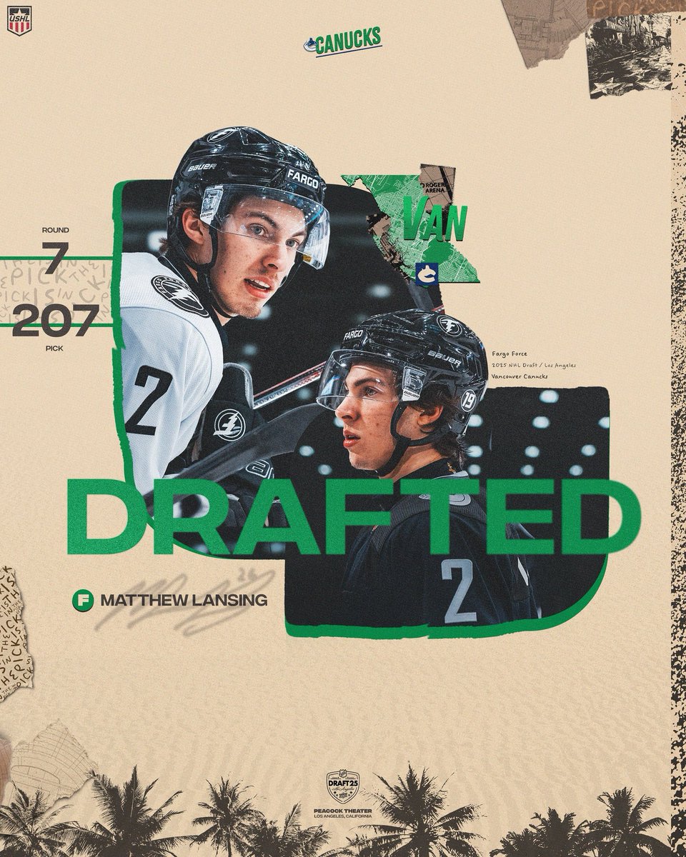 USHL (@ushl) on Twitter photo With the 15th Pick in the 7th Round of the 2025 NHL Draft the <a href="/Canucks/">Vancouver Canucks</a> select <a href="/matthewlansing2/">Matthew Lansing</a>!
#2025NHLDraft | #USHL With the 15th Pick in the 7th Round of the 2025 NHL Draft the <a href="/Canucks/">Vancouver Canucks</a> select <a href="/matthewlansing2/">Matthew Lansing</a>!
#2025NHLDraft | #USHL