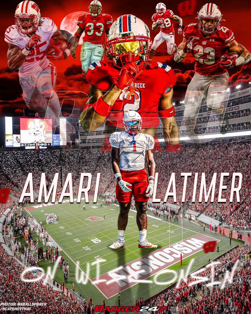 BREAKING: Four-Star tailback Amari Latimer has announced his commitment to Wisconsin.

Latimer had over 50 scholarship offers from Ohio State, Alabama, Georgia, Michigan, Oregon, Notre Dame, Penn State, USC, Tennessee, Texas A&amp;M, Ole Miss, Florida State, Auburn, and more.