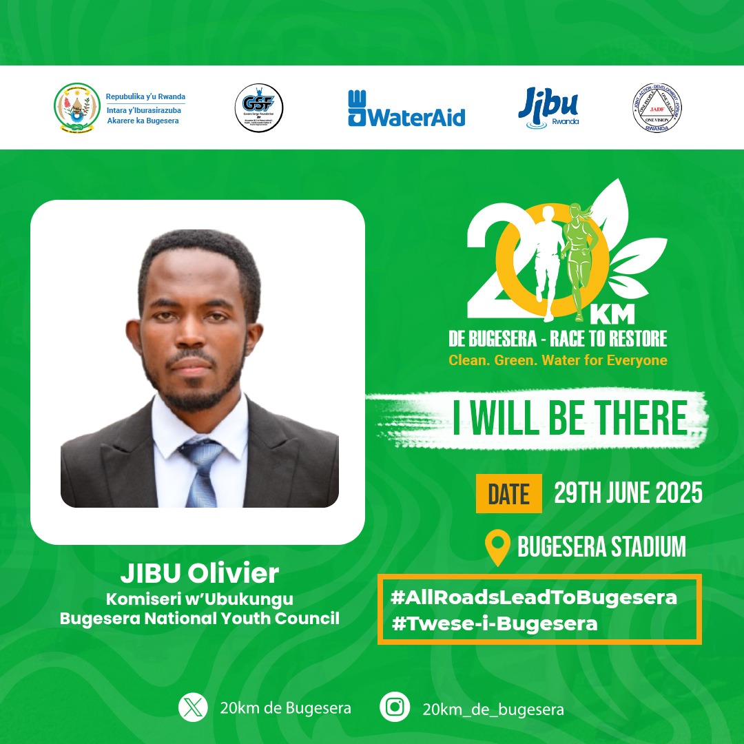 #RubyirukoMurihe: Kuri iki cyumweru hari amarushanwa #20kmdeBugesera mwese murararitswe muzaze guhiganwa no gushyigikirana. Abayobozi b'Urubyiruko barahari ku bwanyu ese nawe uzaba uhari? #RaceToRestore, #AllRoadsLeadToBugesera, #Ntimucikwe