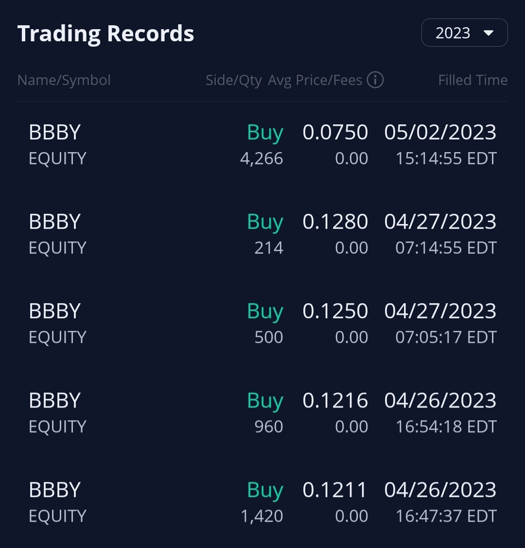 bbbyq_qybbb's tweet image. ⏹️On Webull my Trading History says BBBYQ,
but my Trading Record says BBBY | EQUITY😏