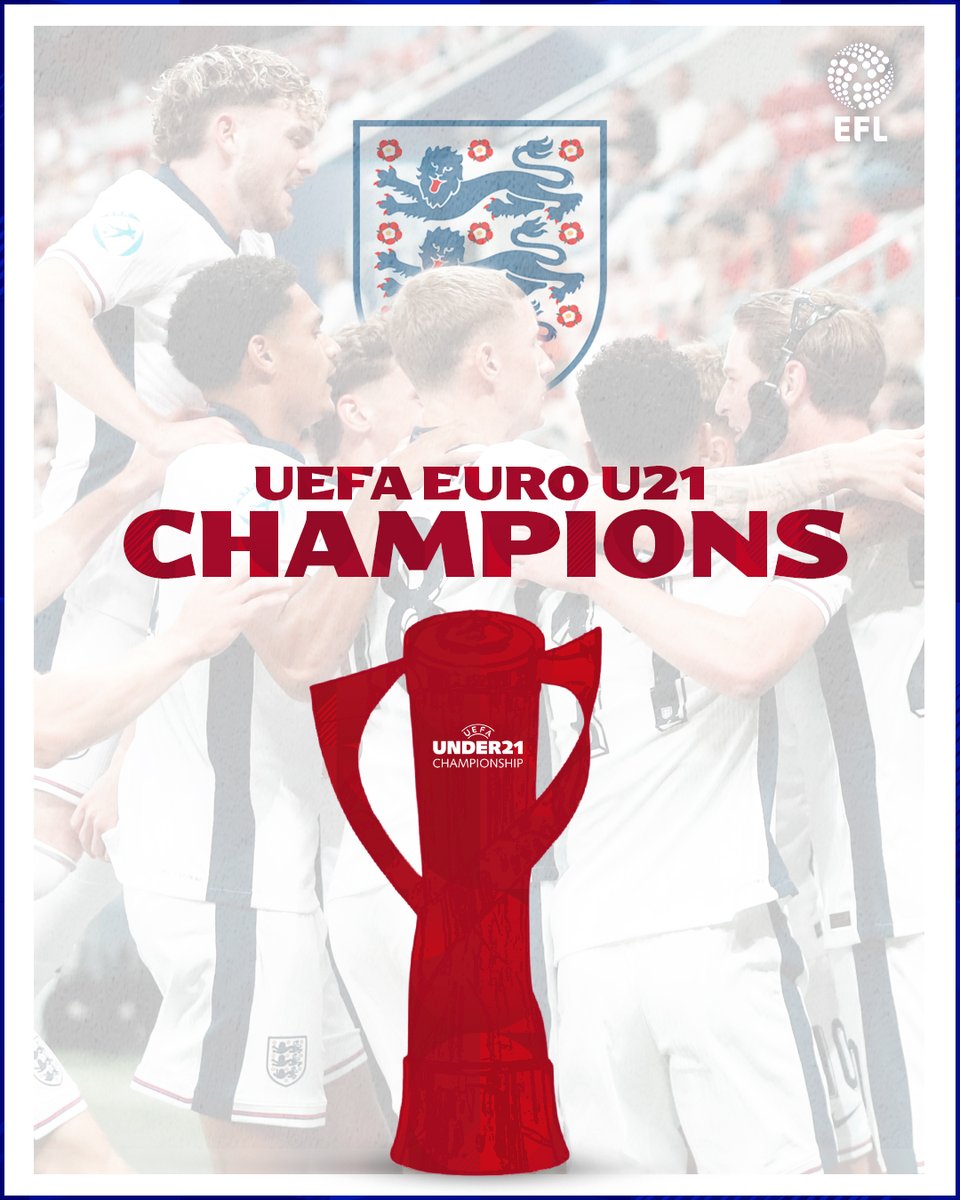 🏆 <a href="/England/">England</a> are Under-21 European Champions again!

Over 3,000 minutes played throughout the tournament from all the #YoungLions who were #RaisedInTheEFL 💫