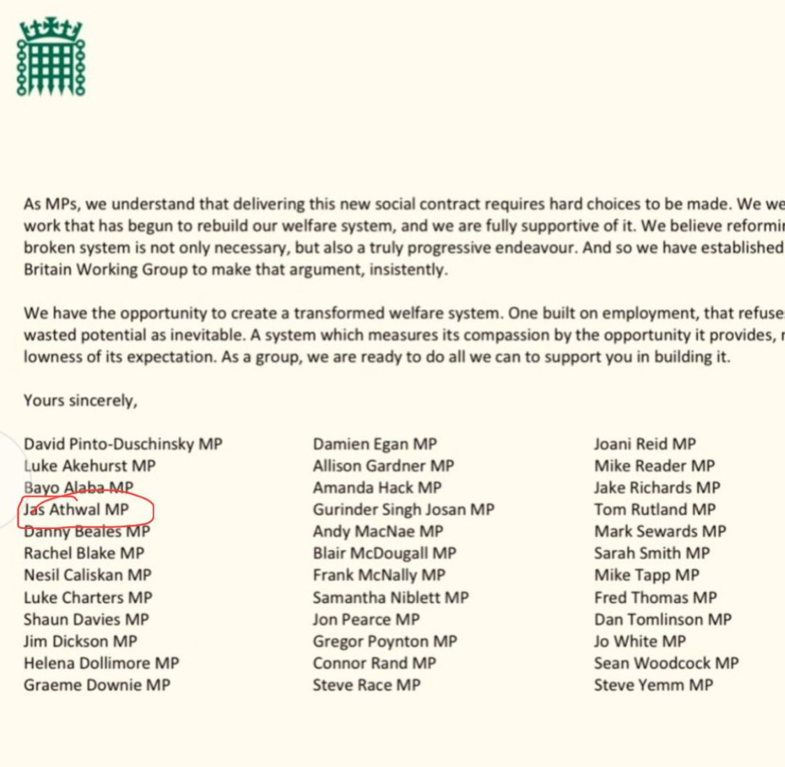 “Slum landlord” Jas Athwal recently backed brutal welfare cuts (he’s a signatory on the letter below), which Starmer had to do another of his infamous U-turns on, to avoid a Labour rebellion. 

We assume Wes Streeting supported the cuts too as a member of cabinet. 

Cuts that