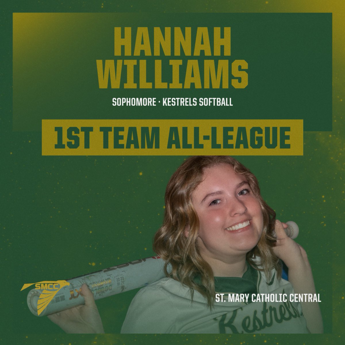 Congratulations to Hannah Williams on earning 1st Team All-Huron League honors in softball this spring. #GoKestrels