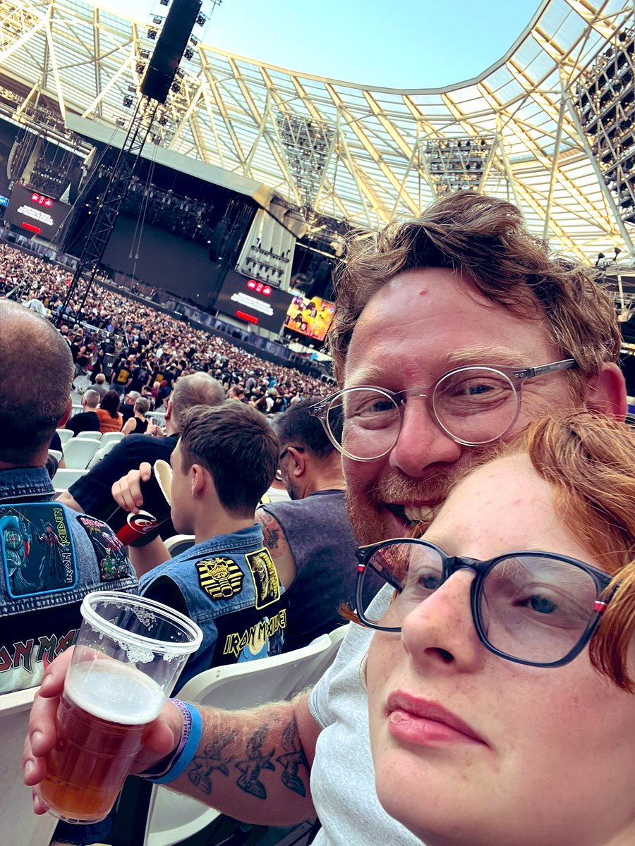 anthonybecvar's tweet photo. Taken eldest daughter to see Iron Maiden - Run for your lives tour in Lundun Engerland. Managed to blag VIP passes with hospitality and everything.. embarrassing dad time!!!! #NotFarming #IronMaiden #RunForYourLives https://t.co/XeCxnIzGXW