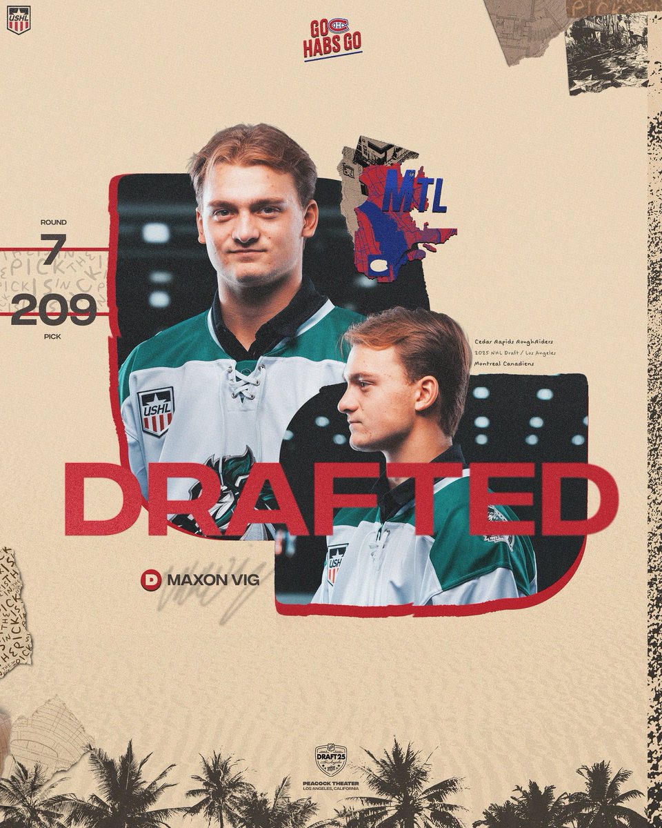 USHL's tweet photo. With the 17th Pick in the 7th Round of the 2025 NHL Draft the @CanadiensMTL select Maxon Vig!

#2025NHLDraft | #USHL https://t.co/C9mVk0LVHC