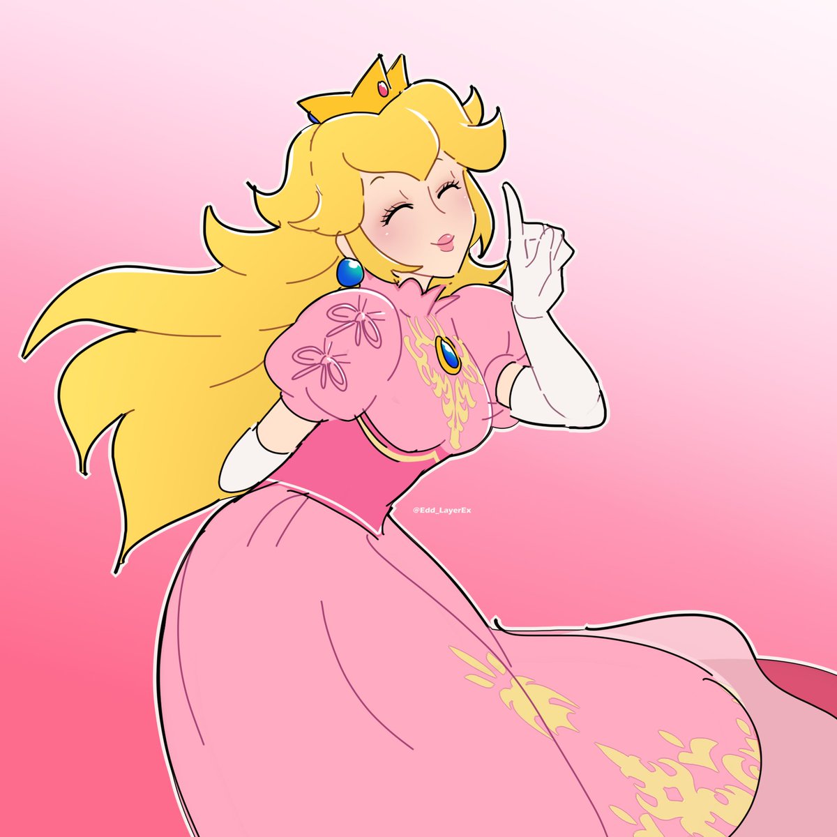 En la madrugada me dieron ganas de dibujar a Peach de Melee💕✨