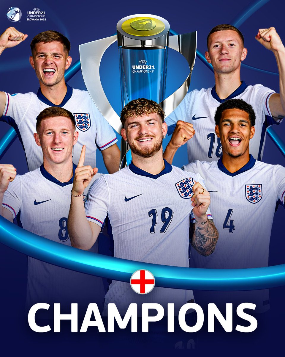 イングランドがU-21欧州選手権連覇を達成！🏆🏴󠁧󠁢󠁥󠁮󠁧󠁿👏

#U21EURO