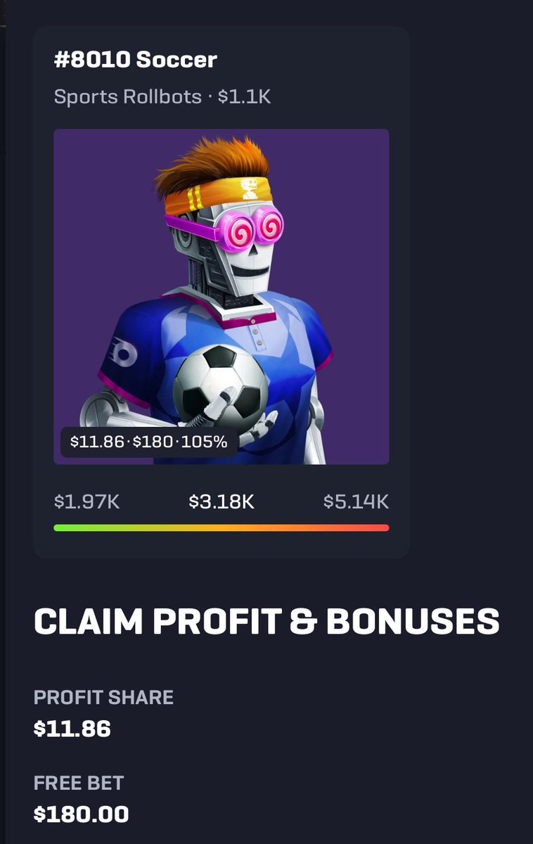 Todays @Rollbit Sports Bot claim

Profit share: $11.86
Free bet: $180

Ended up placing this on Portland Timbers to beat Toronto tonight.. hopefully it pays off 🙏