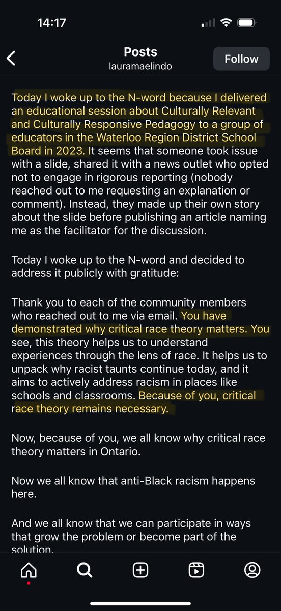 MelanieBennet_'s tweet image. Remember that article I wrote about how the @wrdsb approved training that said the nuclear family is racist? 
I didn't know who delivered it when I wrote the article because the training was leaked to me. I definitely didn't name anyone as the author/facilitator. Is ex NDP Laura