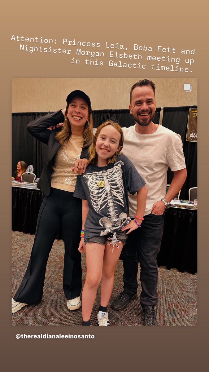 Had the best time catching up with Vivien Lyra Blair (Young #PrincessLeia from Obi-Wan Kenobi) &amp;  Daniel Logan (young #BobaFett from the prequels—yes, the original helmet kid himself). Vivien absolutely tamed my #MorganElsbeth  heart—who knew a tiny Rebel princess could charm a
