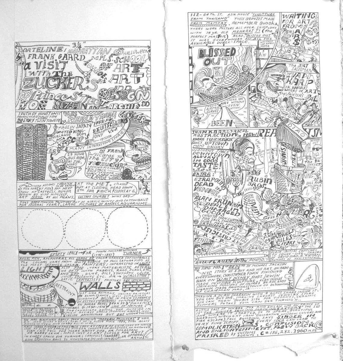 FrankGaard's tweet photo. Comics from 1972 Visit to Zucker’s SOHO studio ; #protoArtpolicecomics published in Kunst News the MCAD art student newspaper #EdRath editor , the trip to NYC was very special ,saw some great art ! @FrankGaard https://t.co/FfzwjJWfFv