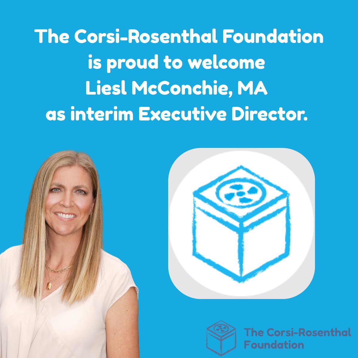 Corsi-Rosenthal Foundation US (@crfoundationus) on Twitter photo Drop a 👋 below to say hi to Liesl McConchie (<a href="/Liesl4CleanAir/">Liesl McConchie</a>), our new interim Executive Director for the Corsi-Rosenthal Foundation.
We are thrilled to have Liesl's energy and expertise on board as we deliver cleaner air to improve human health. Drop a 👋 below to say hi to Liesl McConchie (<a href="/Liesl4CleanAir/">Liesl McConchie</a>), our new interim Executive Director for the Corsi-Rosenthal Foundation.
We are thrilled to have Liesl's energy and expertise on board as we deliver cleaner air to improve human health.
