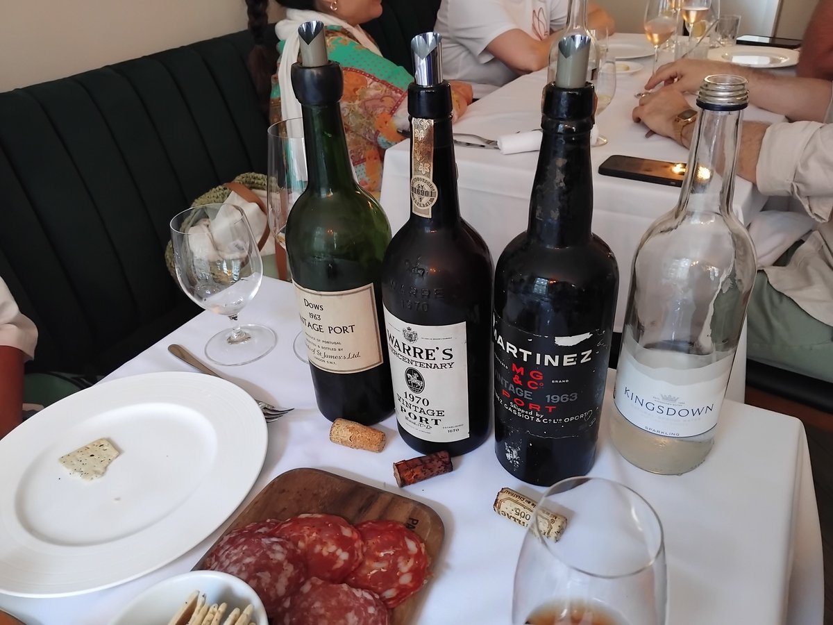 TimBryars's tweet image. Weighing the merits of Dow's 1963, Warre's 1970 and Martinez 1963 (the rather subtle and interesting outlier). Port tasting with friends at Doppo on one of the hottest days of the year.