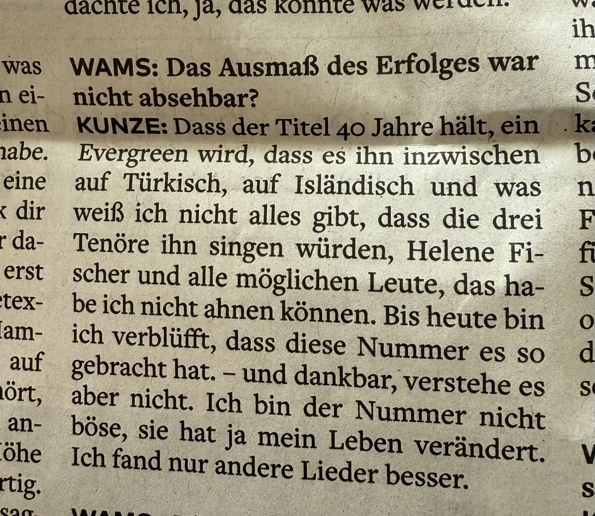 HauschkeJ's tweet photo. Heinz Rudolf Kunze in der #WamS über Dein ist mein ganzes Herz. https://t.co/WaI6zDTY7y