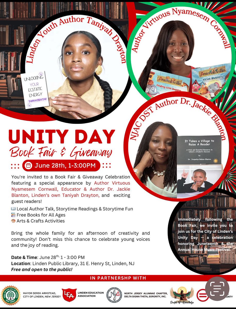 📚 Free Books! 🍽️ Free Food!
The Unity Day Book Fair &amp; Giveaway is happening NOW at the Linden Public Library!

Stop by before 3 PM and grab free books for all ages + enjoy a bite to eat.

Don’t miss it!
#UnityDay #LindenReads #FreeBooks #LindenPride