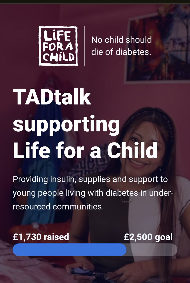 TalkingAboutDiabetes (TAD) (@tadtalkevents) on Twitter photo A huge thank you to everyone who has helped us raise £1730 for <a href="/lifeforachild/">Life for a Child</a> 🙌💙
To support the amazing work of LFAC, please visit - tadtalk2025.raiselysite.com
#TAD2025 A huge thank you to everyone who has helped us raise £1730 for <a href="/lifeforachild/">Life for a Child</a> 🙌💙
To support the amazing work of LFAC, please visit - tadtalk2025.raiselysite.com
#TAD2025