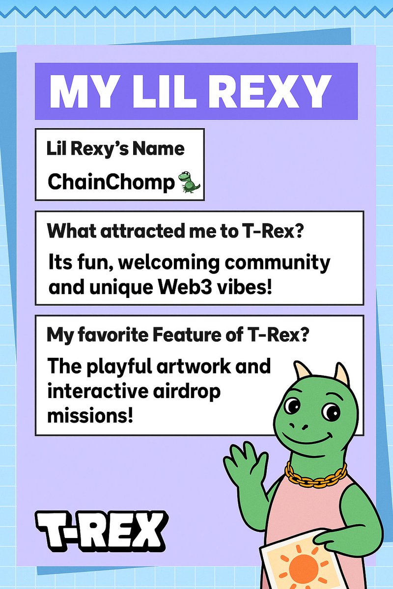 its <a href="/TREX_chain/">T-REX 🦖</a>  and use #MyLilRexy