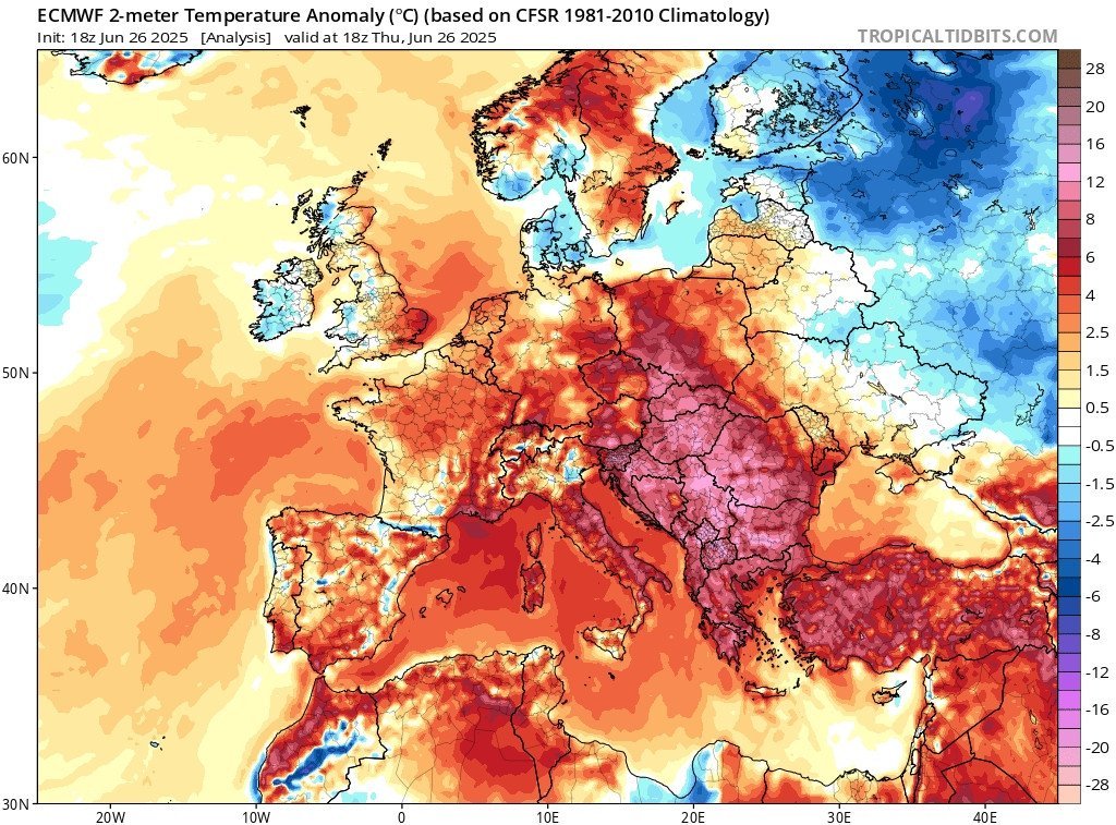 EXTRAORDINARY DAY IN EUROPE
Thousands of records from the Azores to Turkey
Temperatures up to 45C !

In about 1 hour,I ll publish 2 posts
One for the records in the West (Morocco,Spain,Portugal,France,UK,etc)
one for the East (Greece,Turkey,Balkans,etc)

A day for history books!