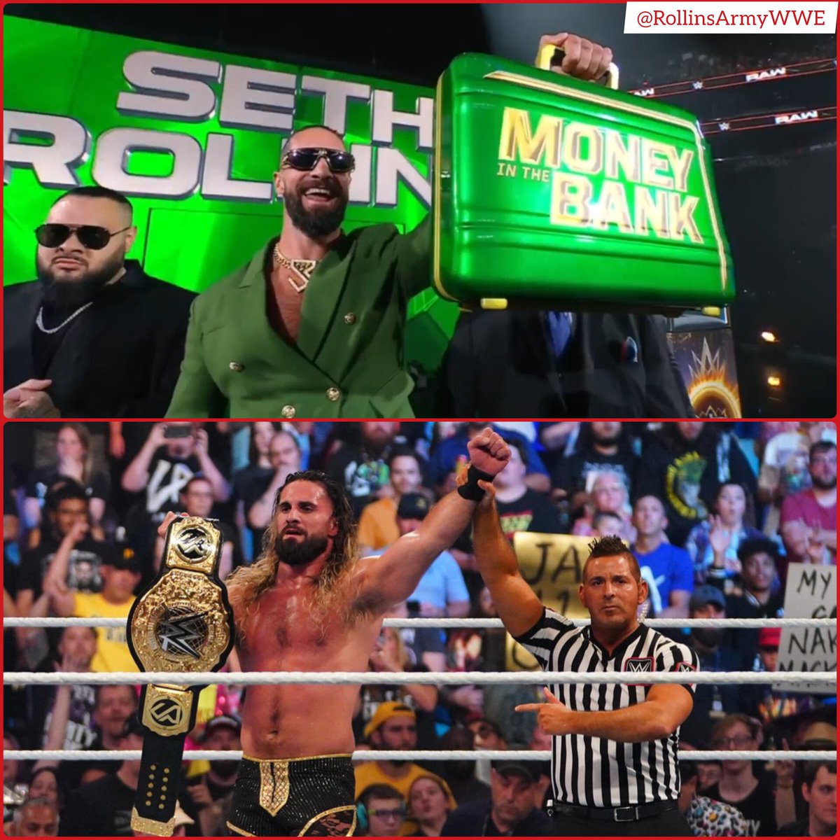 CASH IN LOADING...? 💰🛄
Could tonight be the night The Visionary shocks the world again?
Let’s manifest it! 🏆🥂
#SethRollins | #RollinsArmy |  #WWENOC