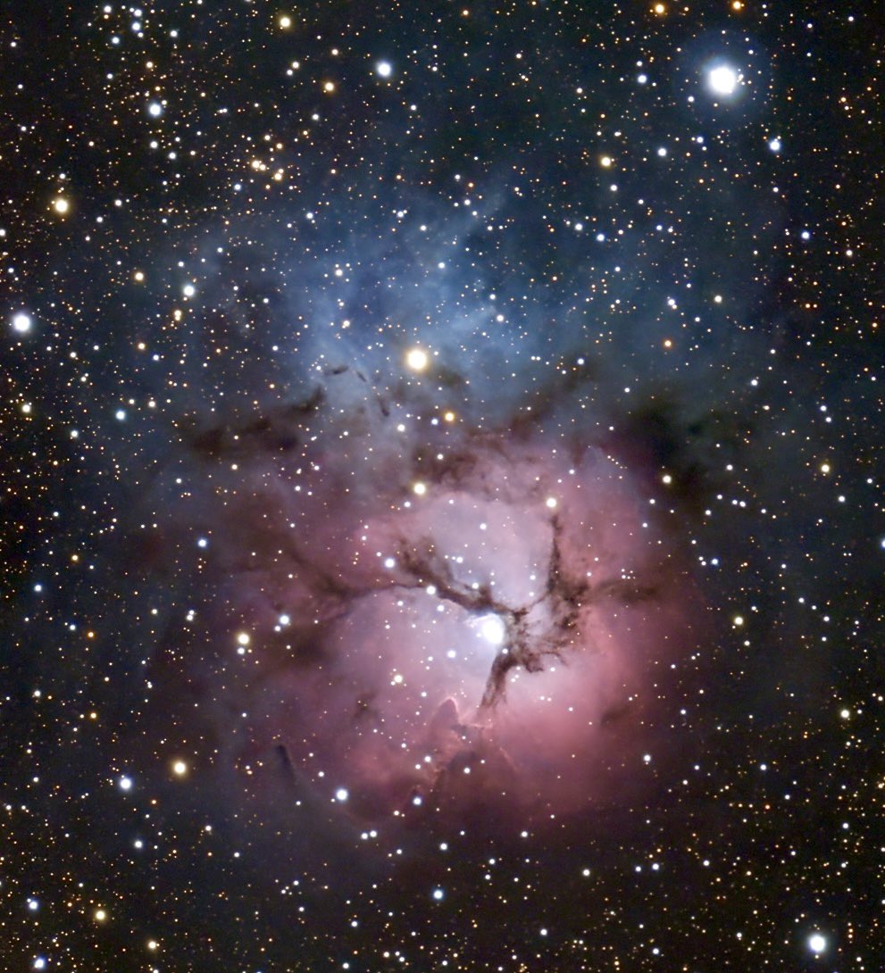 M20 the Trifid Nebula. 687 pictures at 10 second each taken with the Celestron Origin telescope. Pictures stacked and processed in PixInsight.