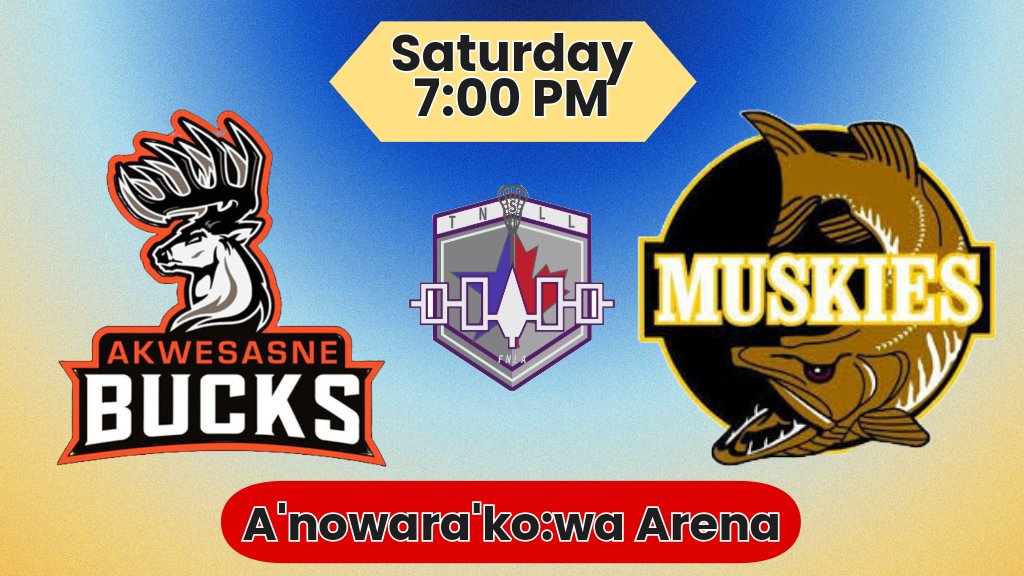#TNSLL gameday! 
Akwesasne Bucks (3-2-0) 🆚 Snake Island Muskies (4-0-0) 
bit.ly/TNSLL